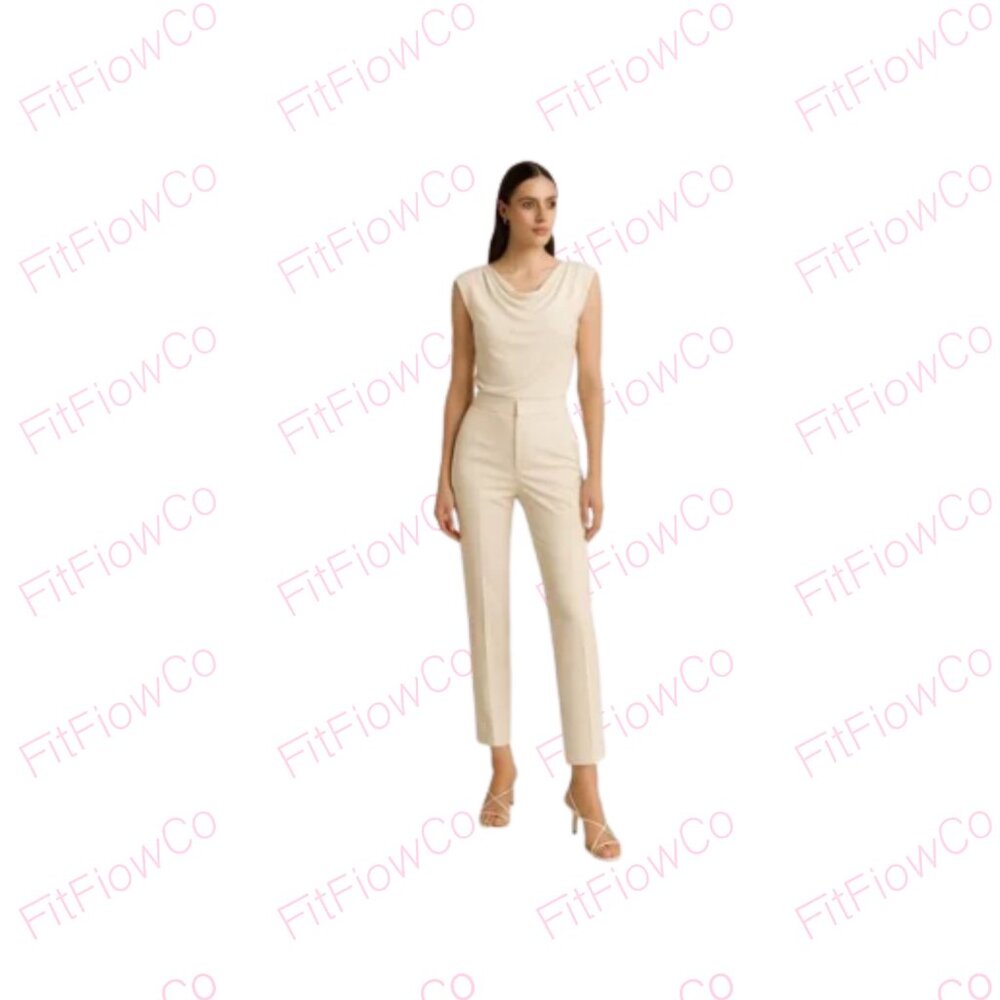 Anne Klein Draped Cowl Neck Sleeveless Top Soft Cream Size S  NWOT